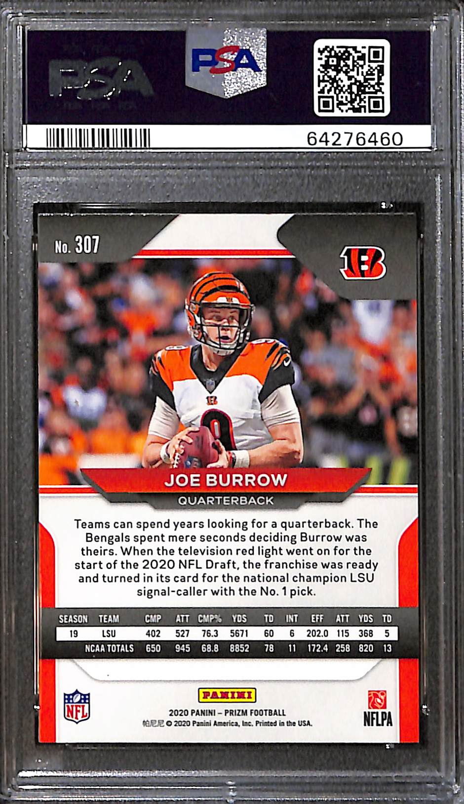 Joe Burrow Prizm Panini PSA 9.5/10