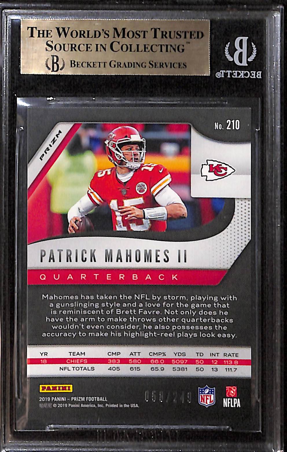 Mahomes Beckett Prizm Certified PSA 10